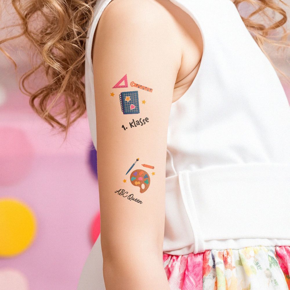 Personalisierbare Kinder Tattoos Schulanfang