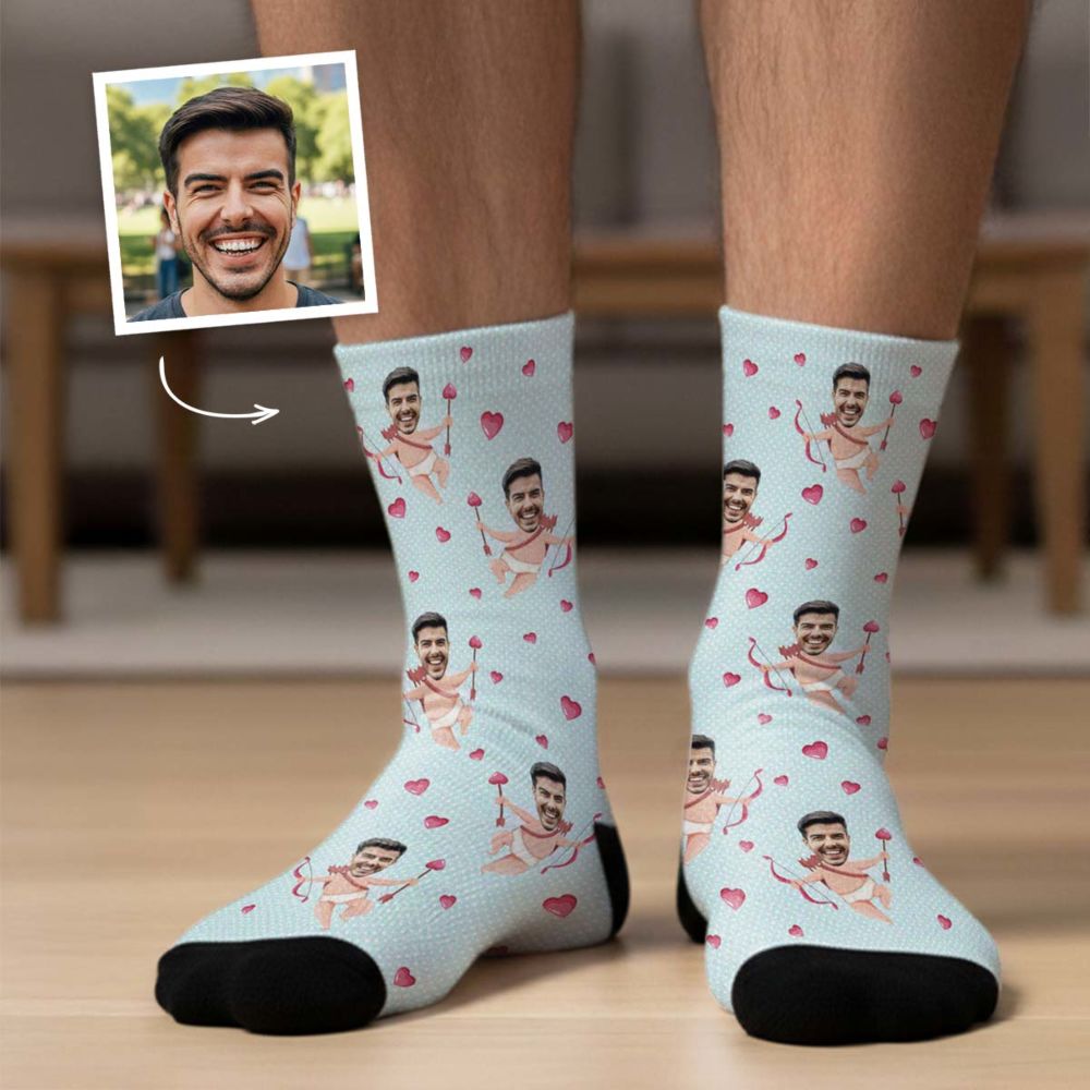 Personalisierbare Socken Amor mit deinem Gesicht