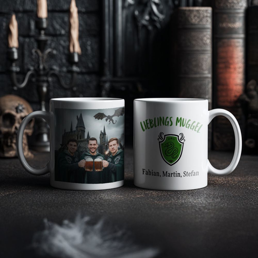 Personalisierbare Tasse mit individuellem Zauberdesign 