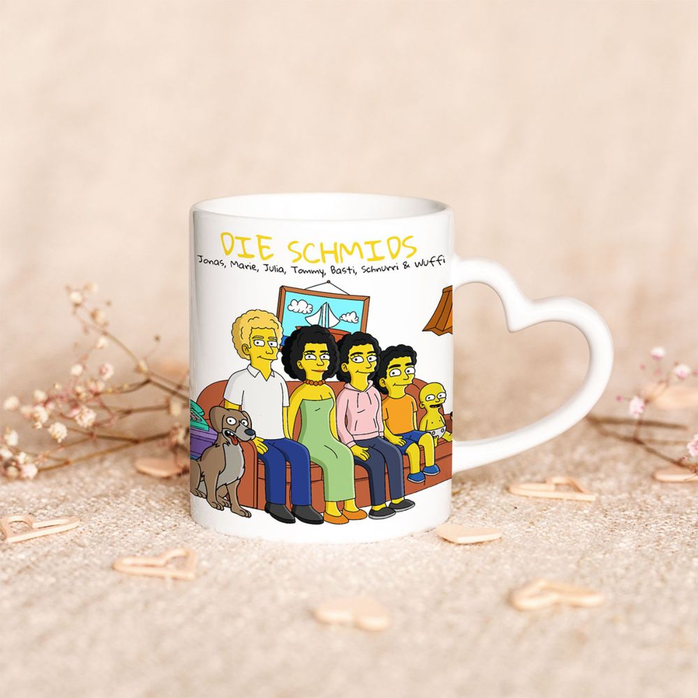 Personalisierbare Tassen-Illustration Cartoon Familie