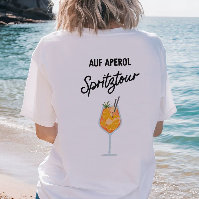 Personalisierbares T-Shirt mit Aperol Glas und Text