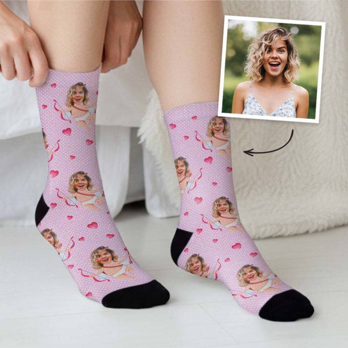 Personalisierbare Socken Amor mit deinem Gesicht
