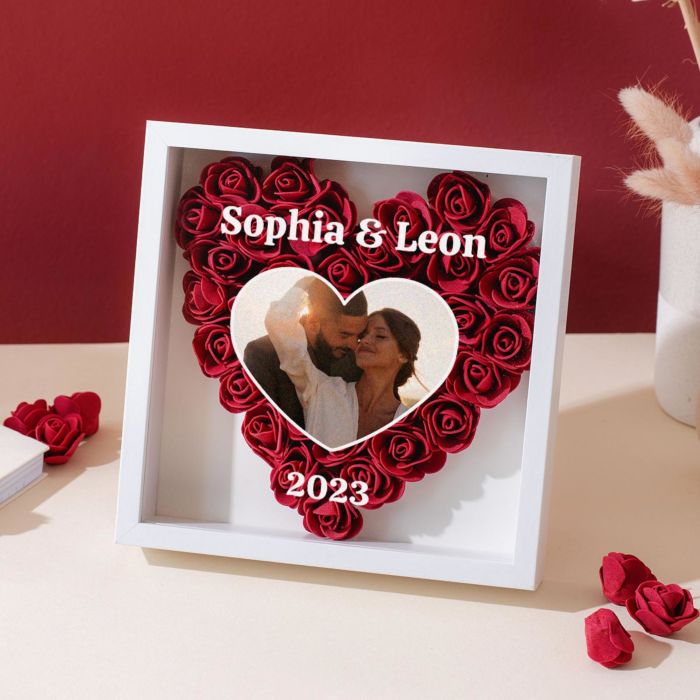 Personalisierbare Rosenbox mit Foto und Text