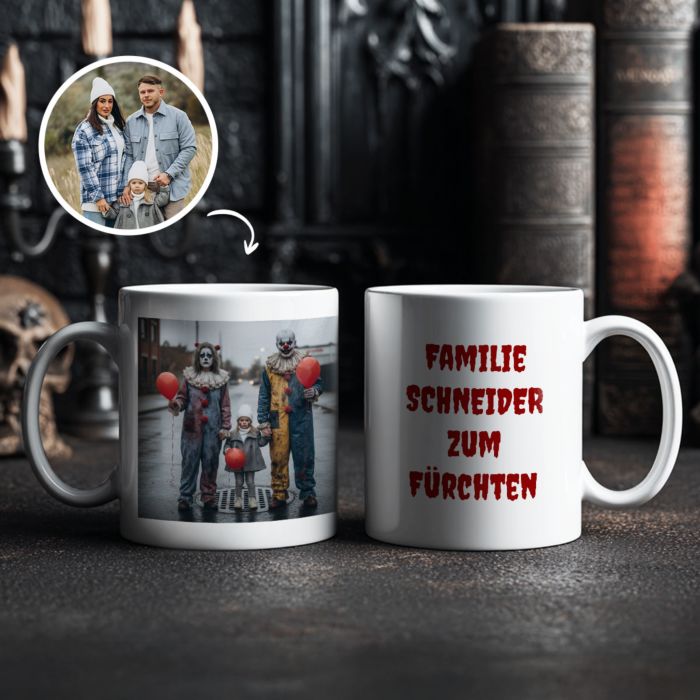 Personalisierbare Tasse mit individuellem Horrordesign