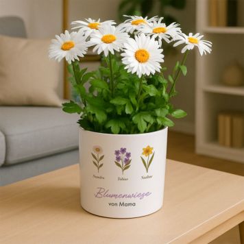Personalisierbarer Blumentopf mit Geburtsblumen