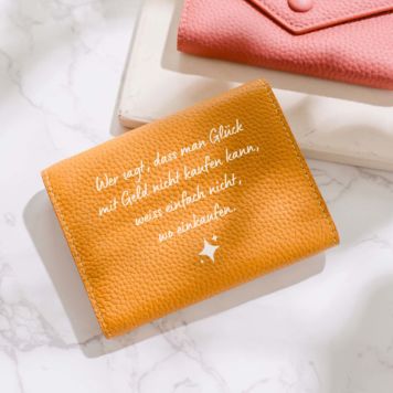 Personalisierbare Geldtasche Text und Symbol